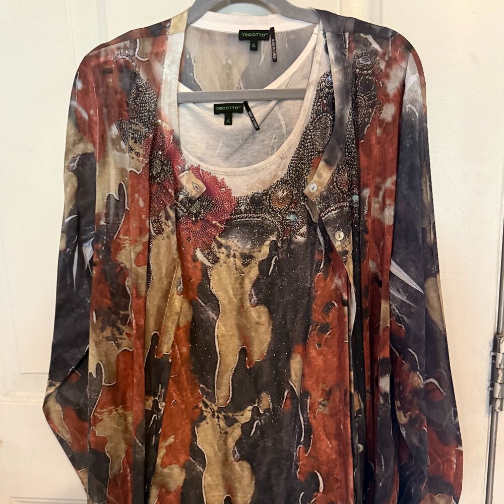 2 pc Silk Camisole/Outer Blouse